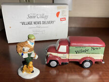 Dept 56 VTG Village News Delivery Snow Village Set 2pcs IOB Boy Dog Christmas picture