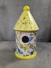 Hand Painted Ceramic Birdhouse With Bird Accessory 8