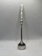 Vintage Eberle Alpacca Bombilla Yerba Mate Straw 9” Ornate Nickel Silver picture