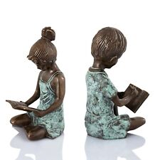 Stylish Brass Beautiful Boy & Girl Bookends Pair Nature Whimsy Indoor Home Décor picture
