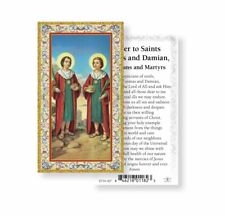 Saints Sts, Cosmas and Damian with Prayer  - gold trim - Paperstock Holy Card picture