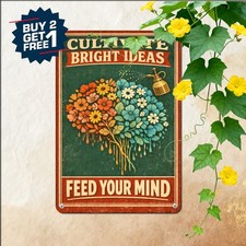 Floral Brain Illustration Mental Growth Mindset Decor Metal Tin Wall Plaque picture