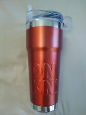 DUNKIN DONUTS 24oz Travel Cup, Tumbler, Stainless Steel, With Straw Orange picture
