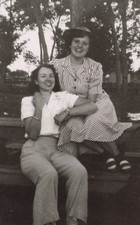 Vintage Lesbian Risqué Photo 1940s Homosexual Females Women Public Intimacy OOAK picture