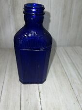 Antique Large McKESSON`S Cobalt Blue Ribbed Poison Bottle No Label circa 1930 #2 picture