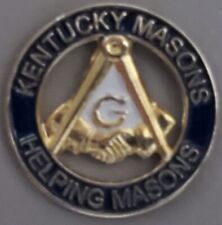 Kentucky Masons Helping Masons Square & Compass handshake Masonic Lapel Pin NEW picture