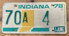 1978 70A  4 Indiana License Plate Rush County #1 Low Number License Plate picture