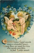 Embossed Valentine Postcard V.13 Doctor Cupid Mends Many a Wounded Heart picture