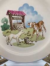 Vintage Copeland Spode Pets Farm 1962 Child's Plate Lamb and Calf at Well picture