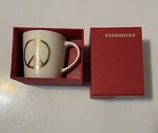 Starbucks Coffee Espresso Gold Peace Sign Small Mug/Cup 3oz, 2015 In Box picture