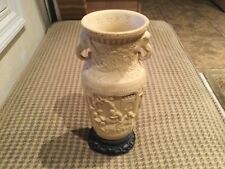 VINTAGE IVORY-COLORED RESIN CHINESE VASE 12” picture