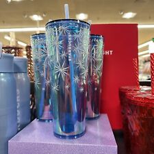 Starbucks Christmas Holiday 2023 Textured Snowflakes Blue Venti Cold Cup Tumbler picture
