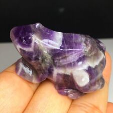Chevron Amethyst Hand Carved Frog Sculpture Home Garden Decoration Crystal Gifts picture