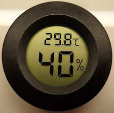 Digital Cigar Humidor Hygrometer Thermometer Temperature Round Black Gauge New  picture