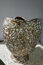 Vintage MCM Savoy Brown Vase With White And Gold Spatter picture