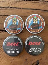 Vtg DARE Buttons/Pins Yogi Bear/Dare to Say No to Drug Lot of 4 parents school picture