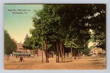Woodstock VT-Vermont, Park St, Park And Inn, Antique, Vintage Souvenir Postcard picture