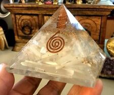 Large 70mm Reiki Charge Selenite Orgone Chakra HealingFengShui Pyramid US Seller picture
