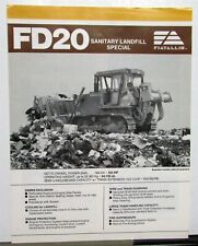 1987 Fiat Allis FD20 Sanitary Landfill Special Specs Construction Sale Brochure picture
