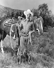 Gene Autry poses in field with his horse 24x36 inch poster picture