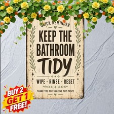 Vintage Bathroom Cleanliness Sign Metal Tin Sign Restroom Decor Plaque 8x12 picture