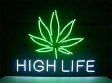 Marijuana Hemp Leaf High Life Weed 24"x20" Neon Sign Lamp Light Beer Bar Artwork picture