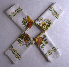 VTG Corning Ware Spice of Life Linen Cloth 16" Napkins Mushroom Set Of 4 MCM picture