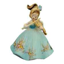 Josef Originals Girl in Blue Dress with Blonde Ponytail Playing Violin picture