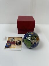 Gemstone Inlay Paperweight World Globe, Alexander Kalifano, box, blue ocean picture