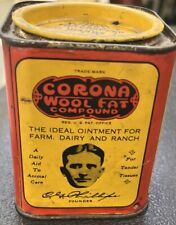 vintage Corona Wool Fat tin can Full Great Graphics Rare picture