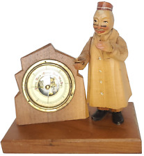 Vintage 1950s ANRI Hand Carved Wood Barometer & Pharmacist Figure German Made picture