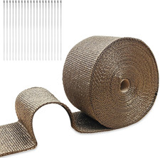 4" X 50' Titanium Basalt Fiber Exhaust Wrap with 20 Metal Ties | Titanium Exhaus picture