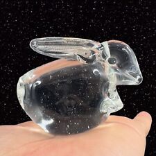 Whimsical Clear Art Glass Bunny Rabbit Figurine Small House Decor Glass Figure picture