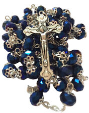 Catholic Deep Dark Blue Jerusalem Crystal Rosary picture