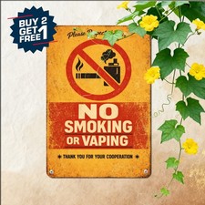 Yellow Warning Smoking Vaping Metal Sign Caution Iron Wall Art Plaque picture