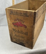 antique shipping box Arctic Mobil Oil wooden Gargoyle 21x11x15 vg original 1920 picture