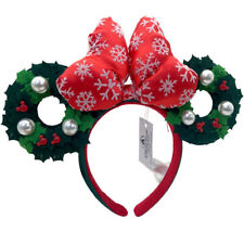 DisneyParks Red Christmas Holiday Minnie Mouse Bow Wreath Ears Headband Ears picture