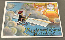 Vintage 1910 Comic Postcard Pilot in Antique Plane - Heaven's Gates - Nice Card picture