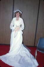1979 Young Happy Bride Wearing Wedding Dress Holding Flowers Vintage 35mm Slide picture