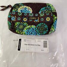 Longaberger Sisters Fabric Adorn Kiss and Make Up Bag NIB Brown Lime Teal Zip Up picture