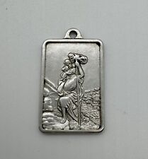 Rare Vintage St. Christopher 10 GRAMS Sterling Silver Pendant Medal Rectangle picture