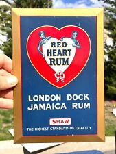 TIN OVER CARDBOARD RED HEART RUM JAMAICA SIGN ADVERTISING SHANK CO RARE picture