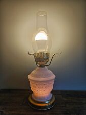 Vintage Three Way Milk Glass Working Hurricane Lamp With Turn Key Switch picture