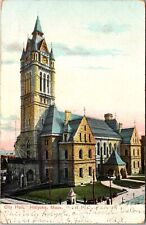 Holyoke MA-Massachusetts, City Hall, Clock Tower, Vintage Postcard picture