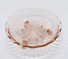 Candy Dish Pink Depression Glass Bowl Rippled Edge Starburst 3 Vintage Footed picture