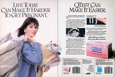 1988 Vintage 2-Page Print Ad QTest Ovulation Prediction Kit Becton Dickinson picture