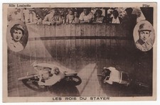 Early Wall-of-Death Motorcycle Rider with Woman Rider - Mile Louisette picture