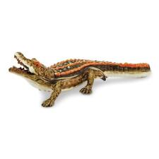 Jere Luxury Giftware, Bejeweled ALLIE Alligator Trinket Box with Matching Pendan picture