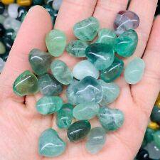 10pc Natural fluorite Mini Heart hand-carved quartz crystal Reiki healing picture