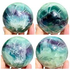 Blue Green Purple Fluorite Sphere Healing Crystal Ball 806g 77mm picture
